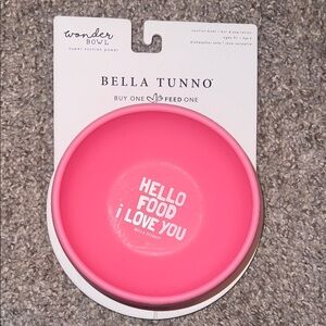Bella Tunno Suction Bowl "Hello Food I Love You" in Bright Pink